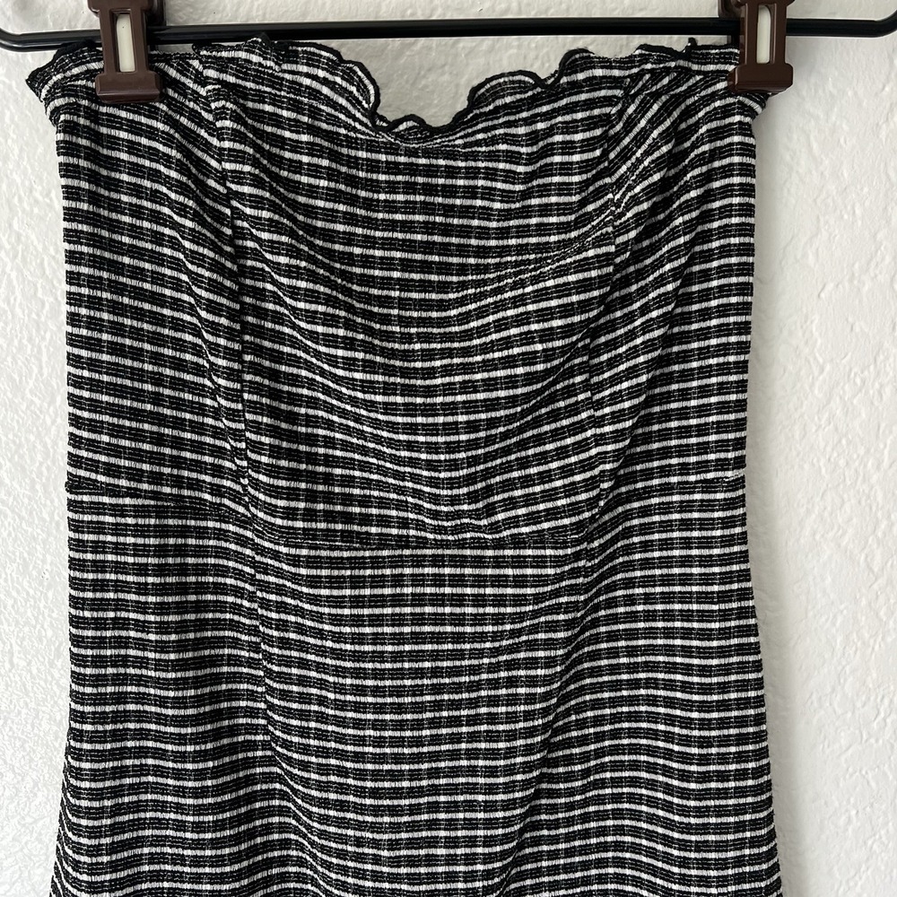Topshop Sz 8 Black White Check Lettuce Hem Mini Dress Bodycon Y2K Whimsigoth - Picture 6 of 9